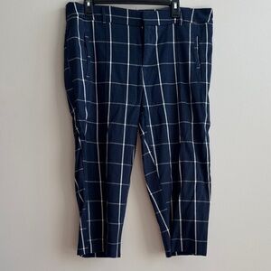 Navy Checkered Women's Capri Pants